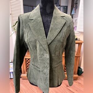Green suede jacket, size Petite M